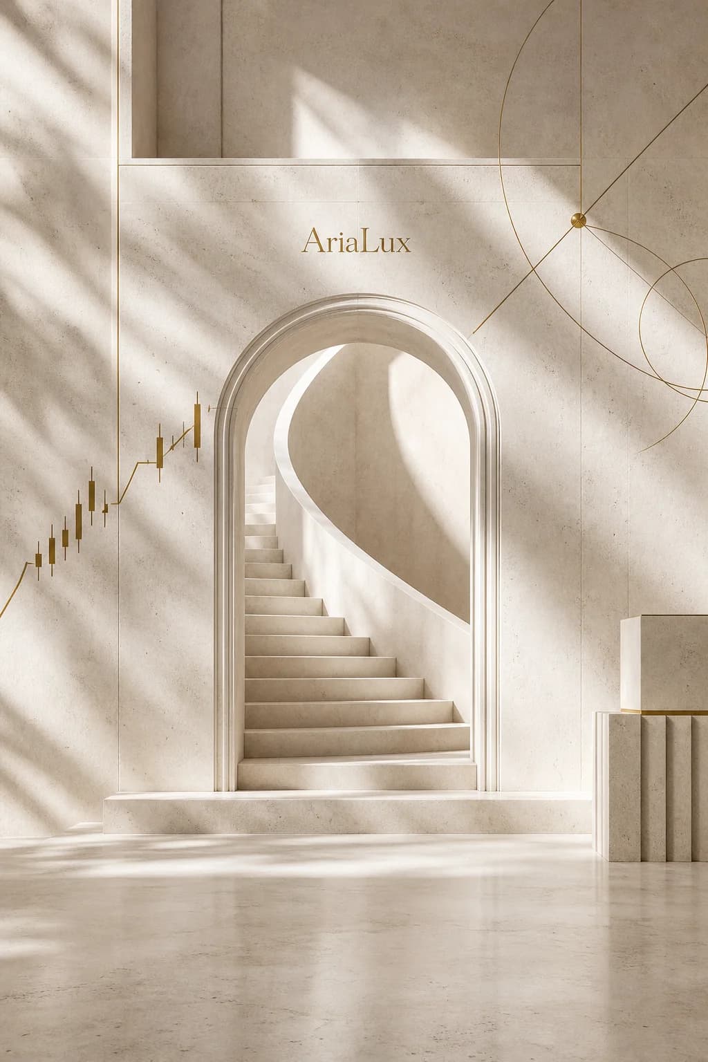 Ivory architectural forms with refined gold details